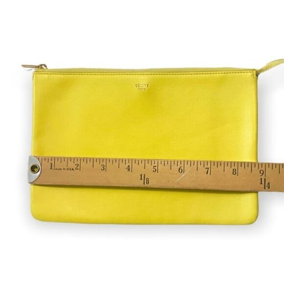 New Celine Yellow/Grey Leather Duo Small‎ Pouch Clutch Bag - Picture 10 of 12